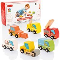 Milly &amp- Ted - Juego de Coche de Juguete de Madera - Juego de 6 carritos para niños de 2 años y Mayores
